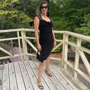 Xscape NWT Retro Black Formal Open Back Cocktail Dress Size 8